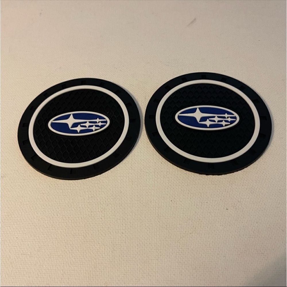 Subaru Car Cup Coasters in Black Set of 2 NWT